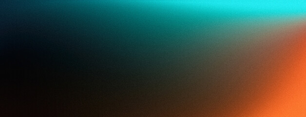 Dark green teal orange glowing grainy gradient background, wide banner backdrop, noise texture effect, copy space