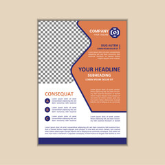 Vector A4 Size Corporate Business Flyer Design Template with bleed.