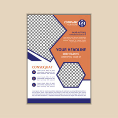 Vector A4 Size Corporate Business Flyer Design Template with bleed.