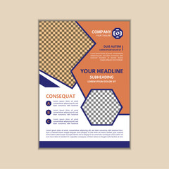 Vector A4 Size Corporate Business Flyer Design Template with bleed.