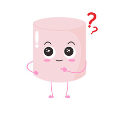 Vector illustration of marshmallow character with curious cute expression, cool, funny, marshmallow isolated on white background, simple minimal style, cute for mascot collection, emoticon. run