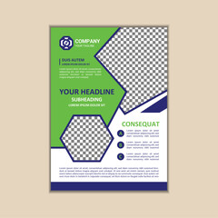 Vector A4 Size Corporate Business Flyer Design Template with bleed.