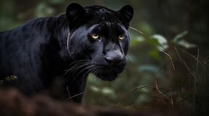 Sleek Black Panther Prowling AI Generated Generative AI