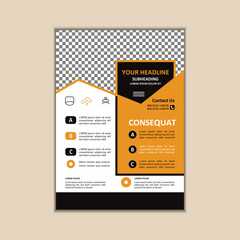 Vector A4 Size Corporate Business Flyer Design Template with bleed.