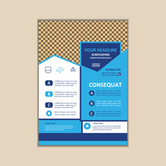 Vector A4 Size Corporate Business Flyer Design Template with bleed.
