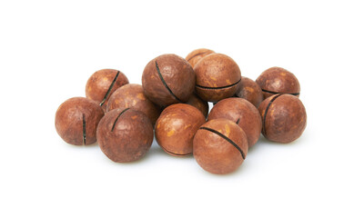 Macadamia nuts on a white