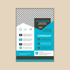 Vector A4 Size Corporate Business Flyer Design Template with bleed.