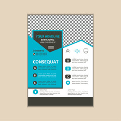 Vector A4 Size Corporate Business Flyer Design Template with bleed.