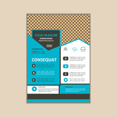Vector A4 Size Corporate Business Flyer Design Template with bleed.