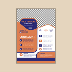 Vector A4 Size Corporate Business Flyer Design Template with bleed.