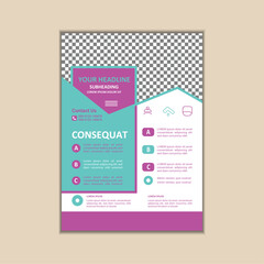 Vector A4 Size Corporate Business Flyer Design Template with bleed.