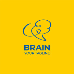 Brain Logo Genius Idea Concept in Abstract Hand Drawn Style