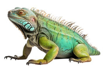Obraz premium Green Iguana Isolated on Transparent Background - Generative AI 