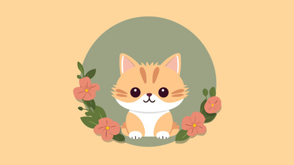 Cute cat vector illustration with a flat cartoon design.