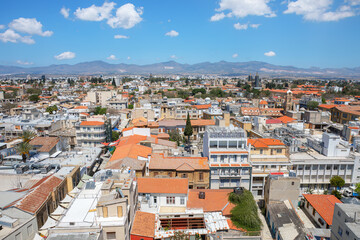 Aerial view of Nicosia Capital City of Cyprus  - obrazy, fototapety, plakaty