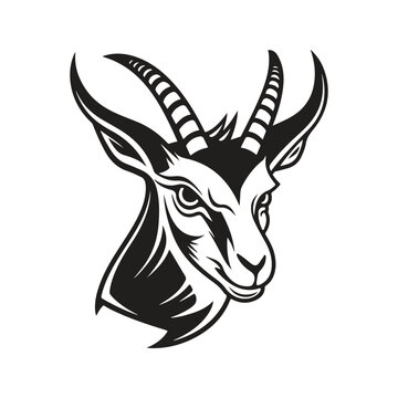 recommend clip art: angry springbok, vintage logo line art concept black and white color, hand drawn illustration