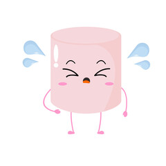 Vector illustration of marshmallow character with curious cute expression, cool, funny, marshmallow isolated on white background, simple minimal style, for mascot collection, emoticon. sad, cry