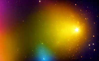 A colorful galaxy with a yellow green and blue background generative ai 