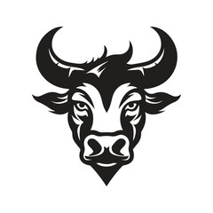 Fototapeta premium angry zebu, vintage logo line art concept black and white color, hand drawn illustration