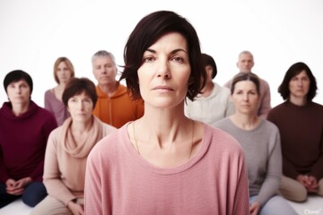 Obraz premium Portrait of a woman sitting in front of a group of people