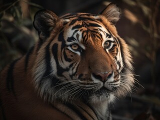 Plakat Majestic Tiger Portrait, AI GeneratedMajestic Tiger Portrait: Wild Beauty (AI Generated) Generative AI