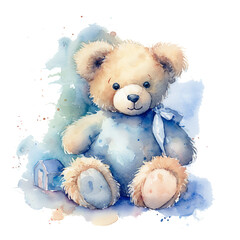 teddy bear watercolor
