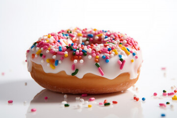 Fototapeta na wymiar Donuts with icing sugar and colorful sprinkles. AI Generative.