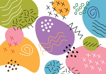 Creative doodle art header with different shapes and textures.