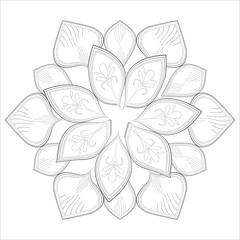 Decorative Doodle flowers in black and white for coloringbook, cover, background, invitation card. Hand drawn sketch for adult anti stress coloring page isolated in white background.-vector