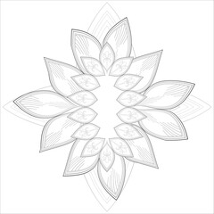 Decorative Doodle flowers in black and white for coloringbook, cover, background, invitation card. Hand drawn sketch for adult anti stress coloring page isolated in white background.-vector