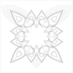 Decorative Doodle flowers in black and white for coloringbook, cover, background, invitation card. Hand drawn sketch for adult anti stress coloring page isolated in white background.-vector