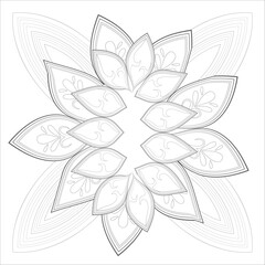 Decorative Doodle flowers in black and white for coloringbook, cover, background, invitation card. Hand drawn sketch for adult anti stress coloring page isolated in white background.-vector