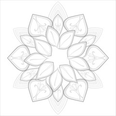 Decorative Doodle flowers in black and white for coloringbook, cover, background, invitation card. Hand drawn sketch for adult anti stress coloring page isolated in white background.-vector