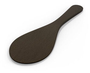3D Render Brown Wooden Spatula or Rice Spoon