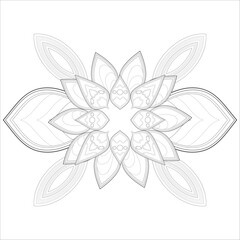 Coloring Page for Adult for Fun and Refreshing. Hand Drawn Sketch for Adult Anti Stress Coloring Page. Decorative Doodle flowers in Black Isolated on White Background.-vector