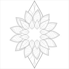 Coloring Page for Adult for Fun and Refreshing. Hand Drawn Sketch for Adult Anti Stress Coloring Page. Decorative Doodle flowers in Black Isolated on White Background.-vector