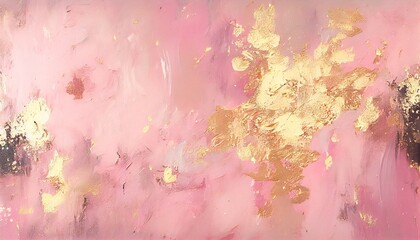Obraz na płótnie Canvas abstract　pink　and　gold　oil　painting
