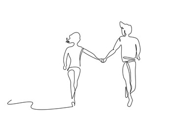 valentines couple in love happy having a good time hugging loves line art