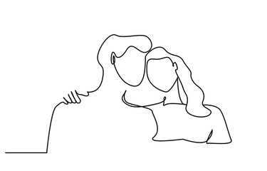 valentines couple in love happy having a good time hugging loves line art