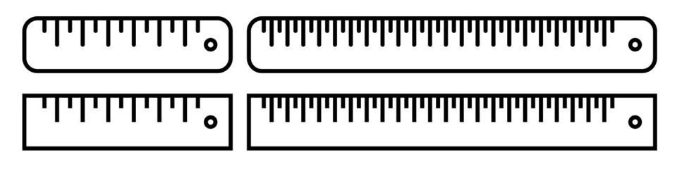 Ruler line icons set. Vector isolated on white background.