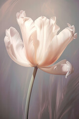 White tulips reflecting soft light in sunlight.