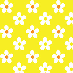 flower  seamless pattern on sunny yellow background.  for invitation, card, poster, greetings, wedding.