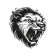 beast, vintage logo line art concept black and white color, hand drawn illustration