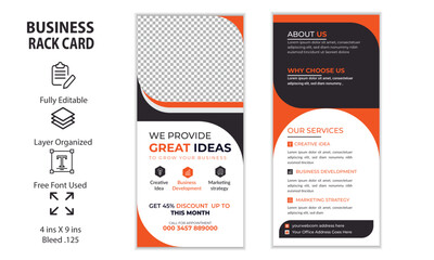 Fototapeta na wymiar Business rack card or dl flyer template, corporate rack card