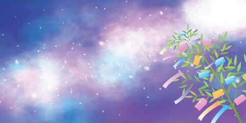 七夕　天の川　笹　背景