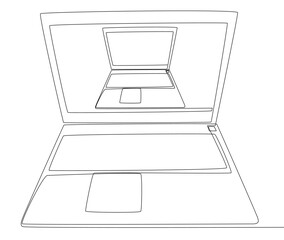 One continuous line of Laptops. Thin Line Illustration vector portable computer concept. Contour Drawing Creative ideas.