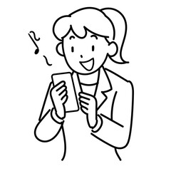スマホを見て喜ぶビジネスウーマンの上半身