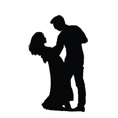 Dancing couple  silhouette isolated on white background. Graceful Silhouettes Dancing