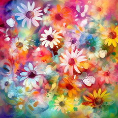 Fototapeta na wymiar Floral Pattern Vibrant Bouquet Pastel Color Flower Arrangement floral bliss Generative AI