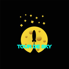 Rocket ship in a flat style.Vector illustration with flying rocket.Space travel to the moon.Space rocket launch.Project start up and development process.Innovation product,creative idea.Management.